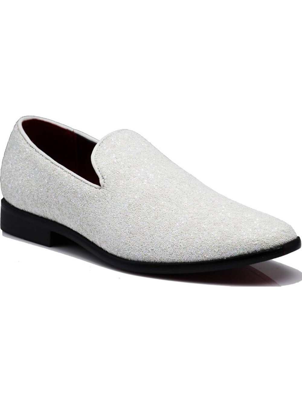 Men's White Vintage Glitter Loafers Slip On Tuxedo Dress Party Classic Shoes